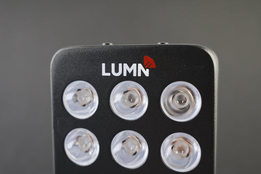 LUMN Mini handheld red light therapy device with carrying case